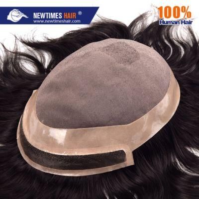 Stock Immediate Shipment 100% Human Hair Wig Natural Hairpiece Men Toupee