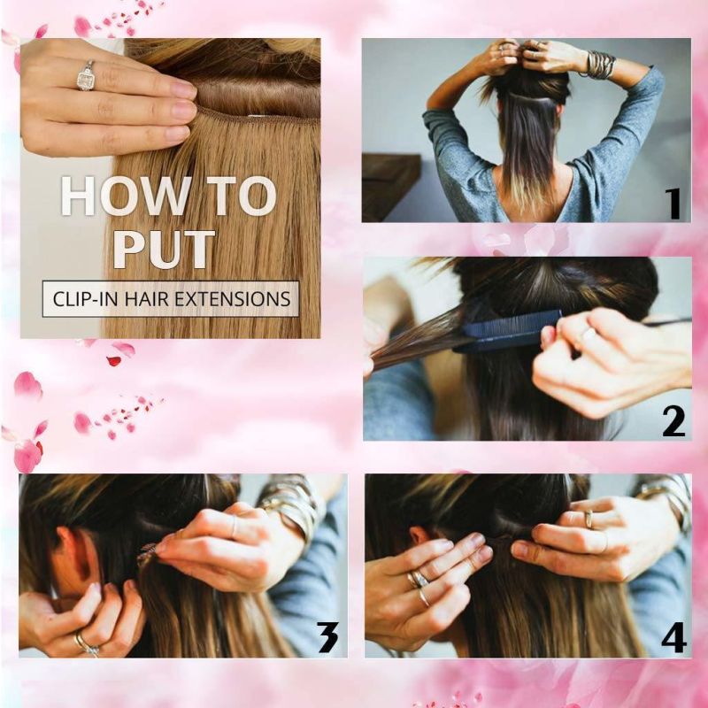 Human Hair Extensions Clip in Ombre Chocolate Brown to Caramel Blonde 14 Inch 7PCS 120g Straight Remy Clip in Hair Extensions Real Natural Hair Extensions