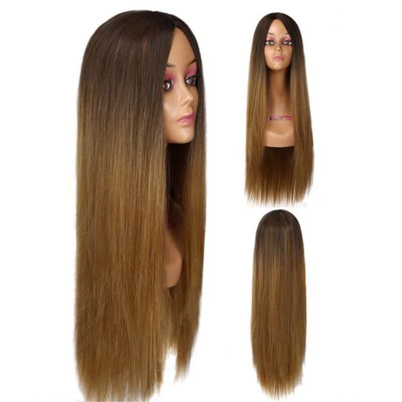 Long Straight Wig Synthetic Natural Looking Hair 28′ ′ 265g Machine Made Cosplay Party Daily Use