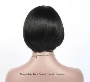 6&quot; Half Hand-Tied Wig Bob Human Hair Full Lace Wig