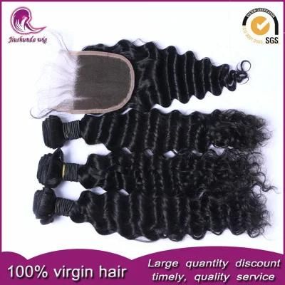 Deep Wave Burmese Virgin Hair Weft with Lace Closure
