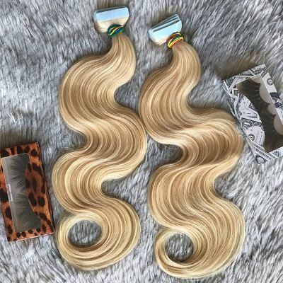 Wholesale Blonde Body Wavy Cuticle Aligned Human Hair Tape in Hair Extensions