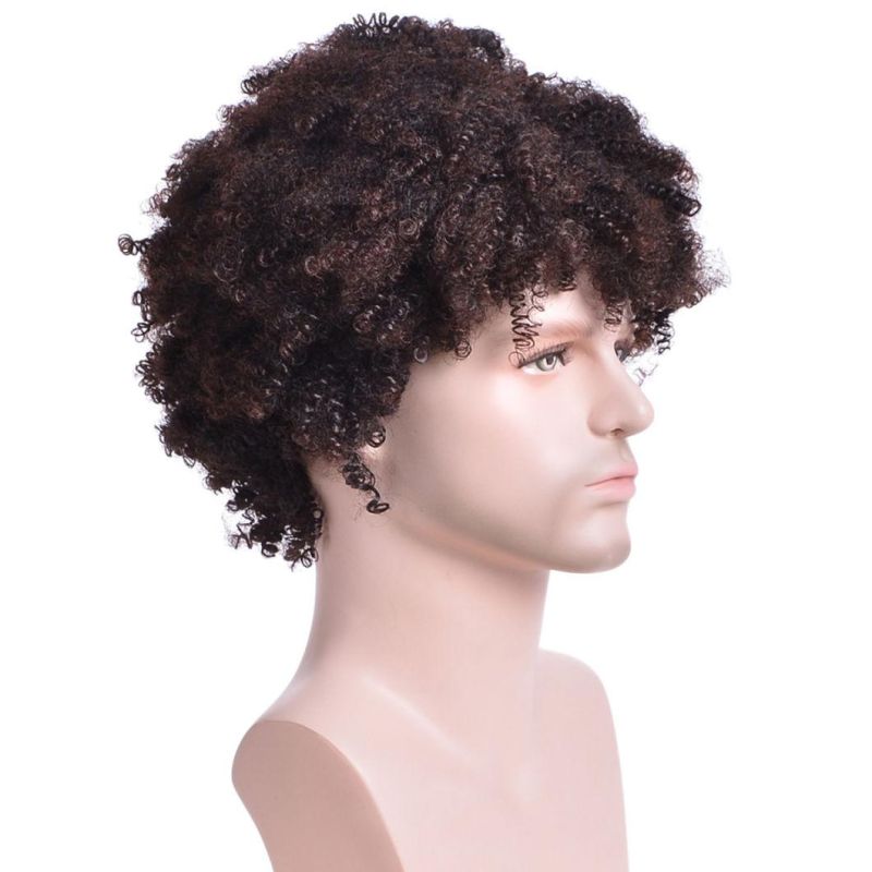 Kinky Curly Synthetic Short Wigs for Men′s Daily Wig Mixed Male Curly Natural Cosplay Hair Heat Resistant Breathable Men Wig Toupee