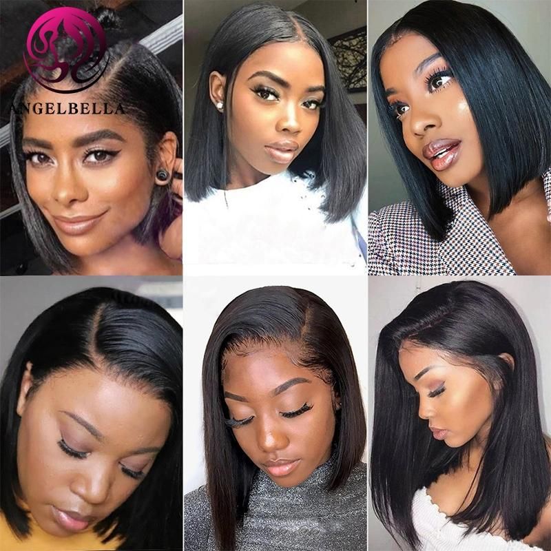 14 Inches Wholesale 100% Natural Real Human Hair Wig Machine Made Silk Top Bulk Lace Front Africa Wig