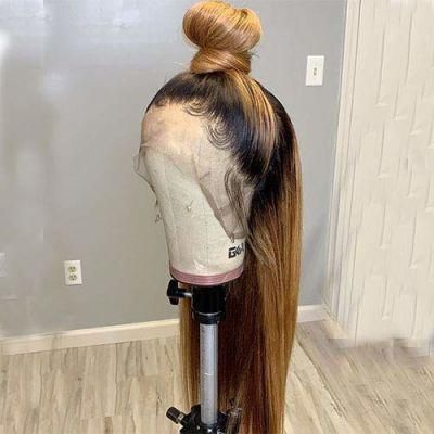 1b/27 Ombre Color Lace Front Wigs Human Hair for Black Women Bleached Knots Straight Brazilian Remy Hair Wigs 12 Inches