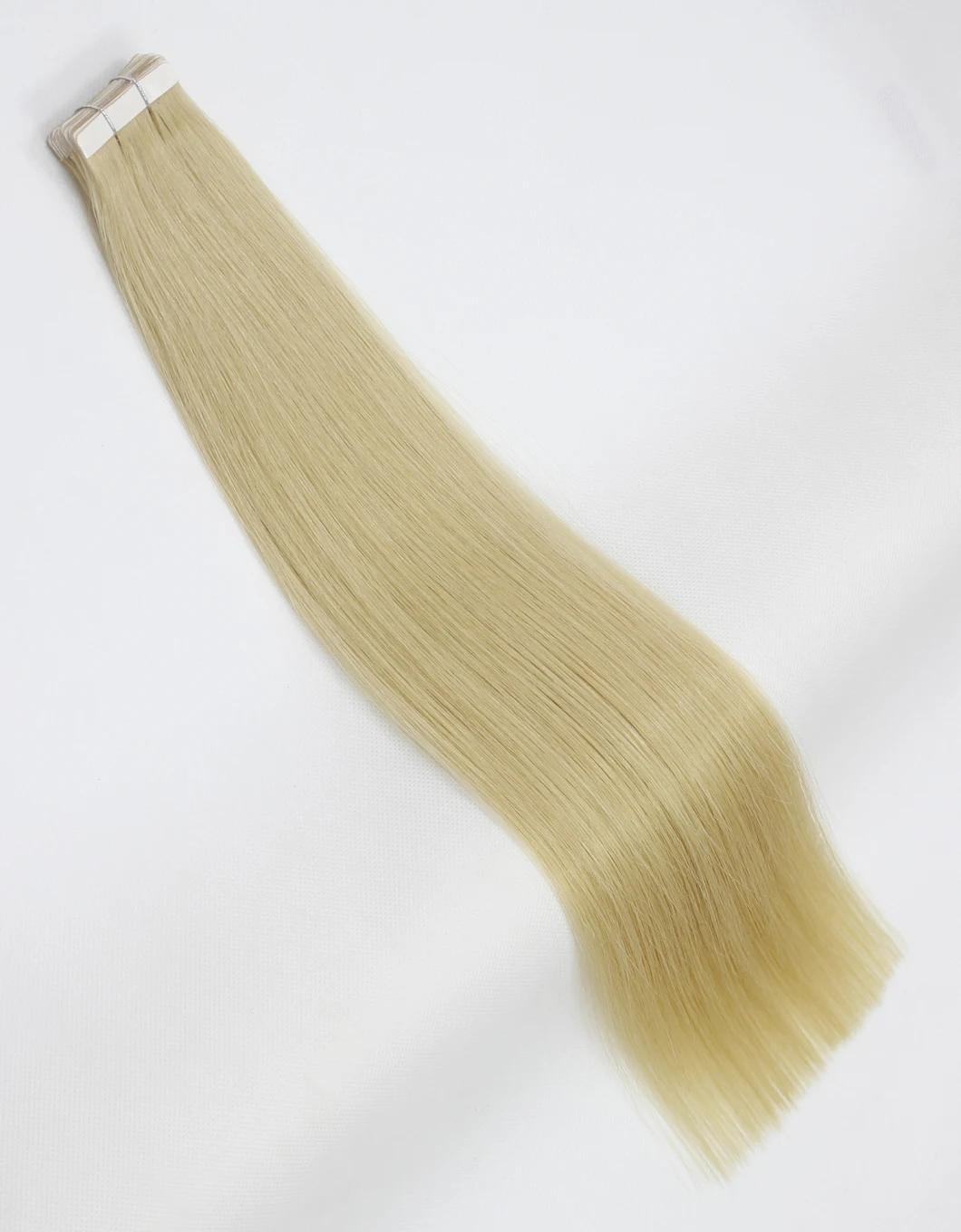 Tape in Extensions Brazilian Straight Human Hair Bundles 613 Color Remy Human Hair Extensions