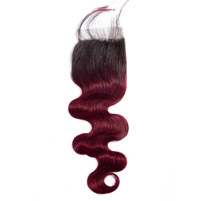 Kbeth Color Closure for Black Girls Hot Selling Brazilian Raw Virgin Brazilian Hair Cheap 5*5 Size Packahging 100GM Lace Red Brown 613 Closure in Stock