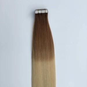 Ombre 1/Grey Straight PU Tape Skin Weft Brazilian Virgin Remy Human Hair Extensions