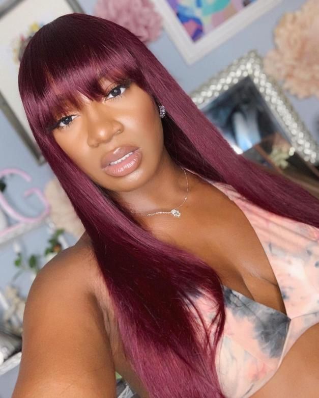 Burgundy Straight Human Hair Wigs Colored 99j Lace Wigs