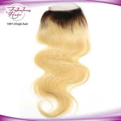 18 Inch Malaysian 1b/613 Ombre Body Wave Human Hair Closure