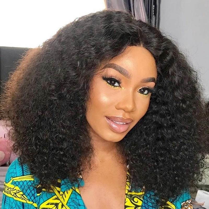 Full Density Virgin Brazilian Curly Human Hair Lace Wig