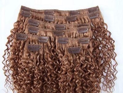 Clip on Hair Extensions Jerry Curly Human Hair Clip in Hair Extension (AV-CJW010)