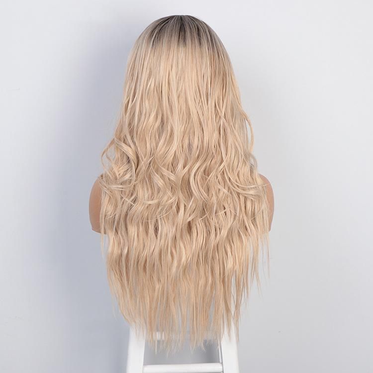 Synthetic Ombre Bloned Hair Long Body Wavy Wigs Middle Part Premiun Brazilian Hair