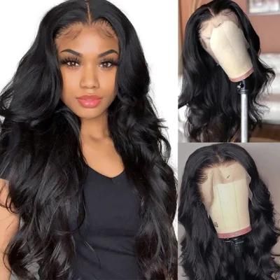 Body Wave 13X4 Lace Front Human Hair Wigs Loose Glueless Frontal Brazilian Virgin Hair 150% Density Nature Color for Black Women 30 Inches