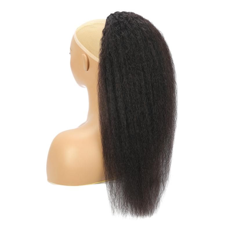 Kinky Straight Hair Ponytail Extensions Yaki Straight Ponytail Human Hair Drawstring Ponytail Clip in Human Hair Extensions