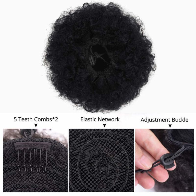 Kbeth Ponytail Human Hair Extension for Black Women Silk Afro Yaki Kinky Curly Warp 2021 Fashion Cool Ponytails Short Hair Extensions Wholesale