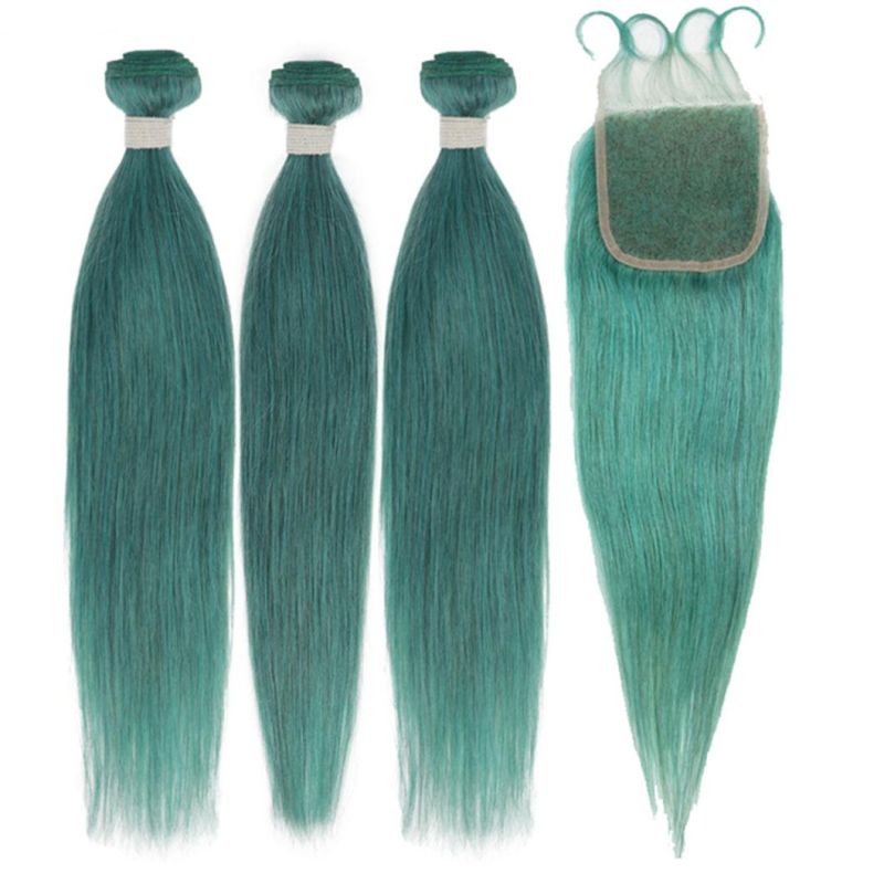 Bundles with Closure Straight Human Hair Pink Bundles with Transparent Closure Brazilian Hair Weave Bundles Hair Weft