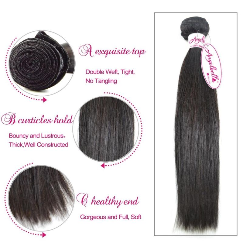 Angelbella Raw Indian Remy Hair Weaving 1b# Hair Bundles for Women