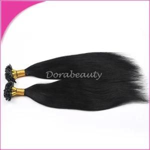 Darkest Color Jet Black Nail Shape Keratin Pre-Bonded Hair Extensions