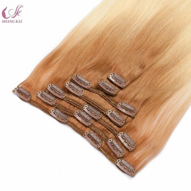 Wholesale Top 10A Grade Ombre Double Drawn Hair Weave Extensions 100% Virgin Clip in Human Hair Extensions