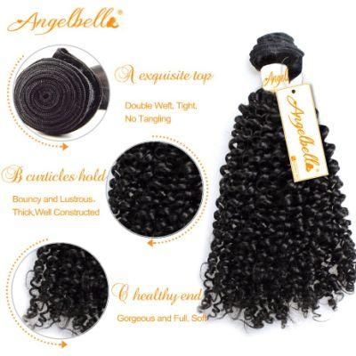 Angelbella Raw Indian Natural Black Human Hair Kinky Curl Hair Weaving