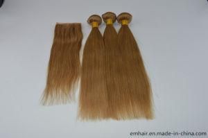 Virgin Human Hair Straight 27# Bundle Brazilian with Lace Closure