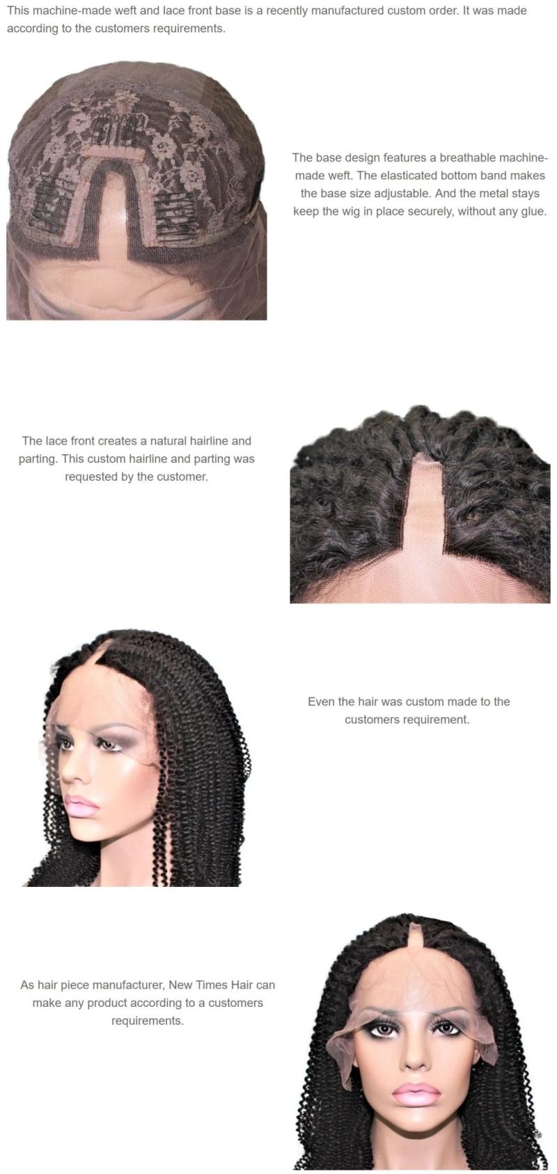 Custom Lace and Machine-Made Weft High Quality Women′s Wig