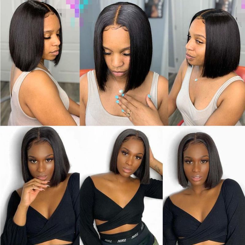 Short Bob Wigs Lace Front Wigs 4X4 Lace Closure Straight Bob Wigs for Black Women Pre Plucked with Baby Hair Remy Hair