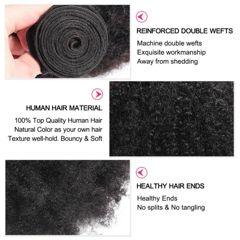 Afro Kinky Curly Hair Bundles 100% Human Hair Bundles Remy Hair Weaves Short Curly Hair 20 Inches
