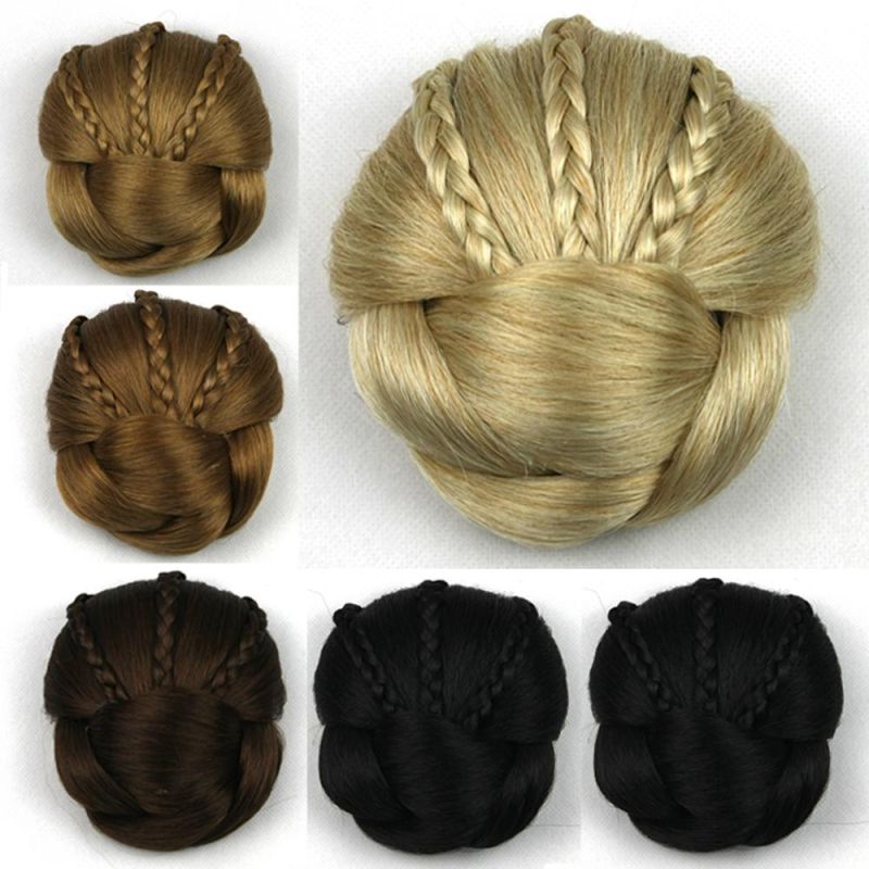 Fashion Style 6 Colors Synthetic Hair Braided Hair Chignon Clip in Hair Bun Donut Rollers Accessories for Women