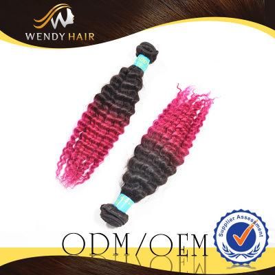 Ombre Color Virgin Indian Afro Curl Human Hair Weaves