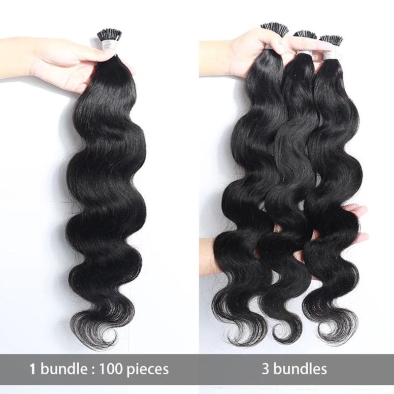 I Tip Microlinks Body Wave Human Hair Extensions for Women Natural Black 8-30 Inches Bundles Brazilian Virgin Bulk Hair