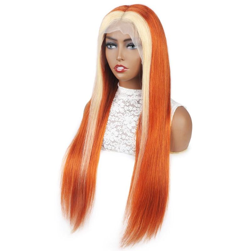 Cheap 13X4 Lace Front Silky Straight Human Hair Wig #Ginger613