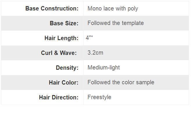 Men′s High Quality Wig′s - Mono Lace with PU - Custom Tailored for Customers