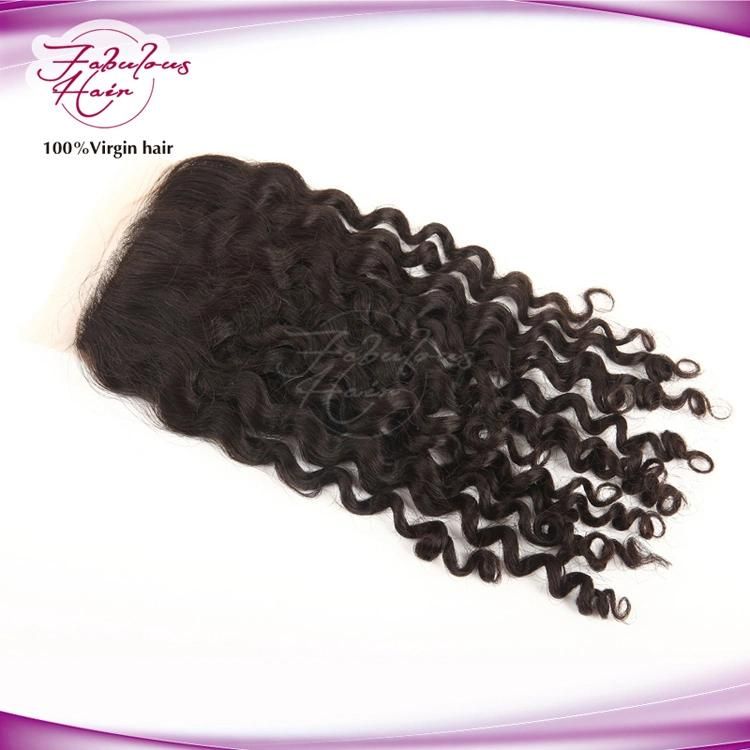 Tight 3 Part Burmese Curly Human Hair Transparent Lace Closure