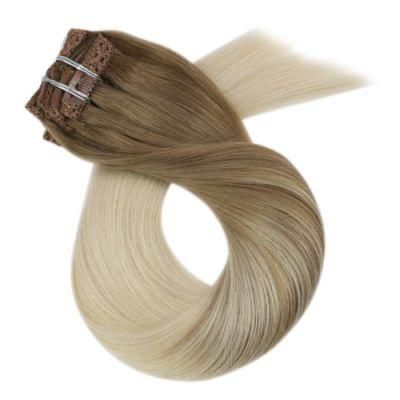 Clip in Hair Extensions 10-24 Inch Machine Remy Human Hair Brazilian Doule Weft Full Head Set Straight 7PCS 100g (10Inch Color T6-613)