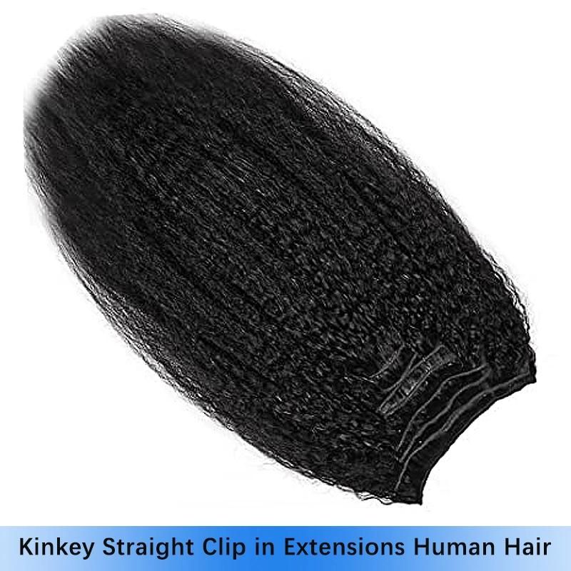 Wholesale 100% Human Hair Indian Hair Kinky Straight Clip in Hair Extensions