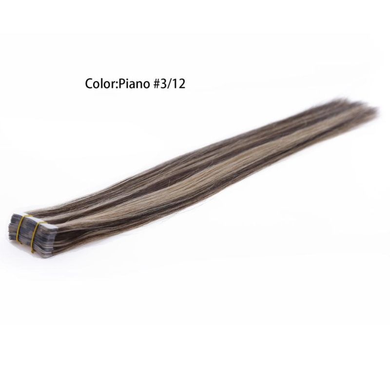 Tape in Skin Weft Adhesive Human Hair Extensions Invisible Non-Remy Straight Blonde Brown Black Hair