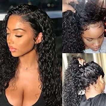 Synthetic Hair Wig Lace Front Wigs for Black Women 180% Density Deep Wave Lace Front Wig with Baby Hair Pre Plucked Bleached Knots