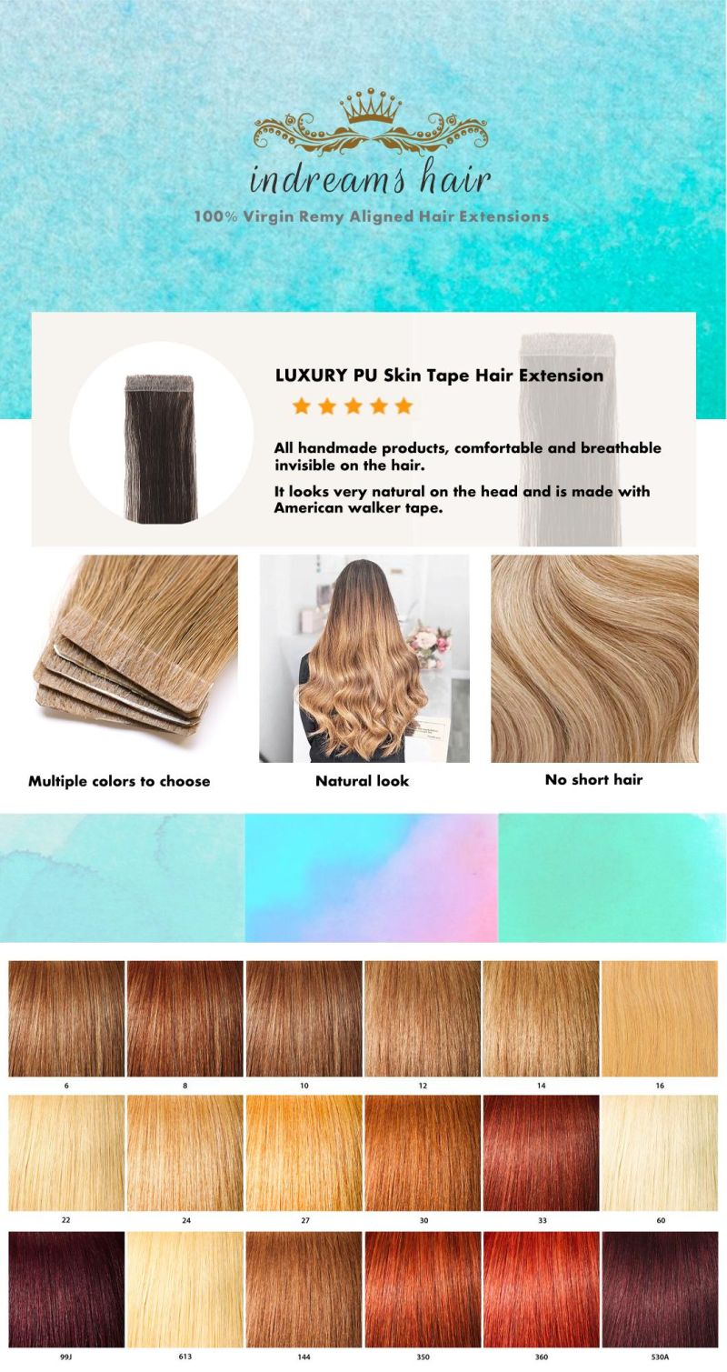 Wholesale European Remy Human Double Drawn Invisible PU Skin Tape Ins Hair Extensions