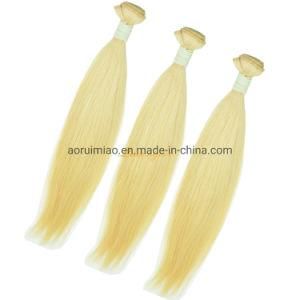 Double Drawn Factory Wavy Human Hair Bundle Weaves Silk Straight Russian Blond Remy Hair