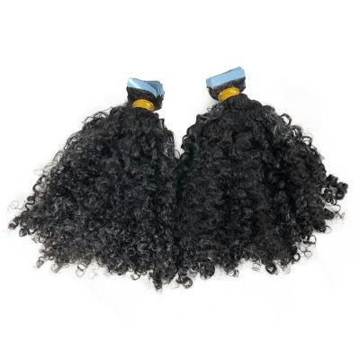 Cuticle Aligned Human Hair Kinky Curly Tape in Hair Extension