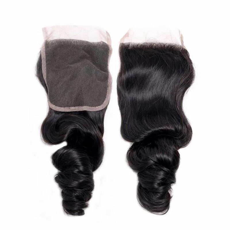 Kbeth Loose Wave 4*4 Lace Frontal Closure Hand Tied Transparent Lace 8 Inch Bouncy Human Hair Closures Ready to Ship