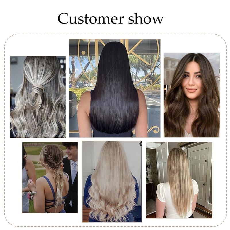 Double Drawn Piano Color Russian Hair Seamless PU Skin Weft Clip in Hair Extension #T4/12