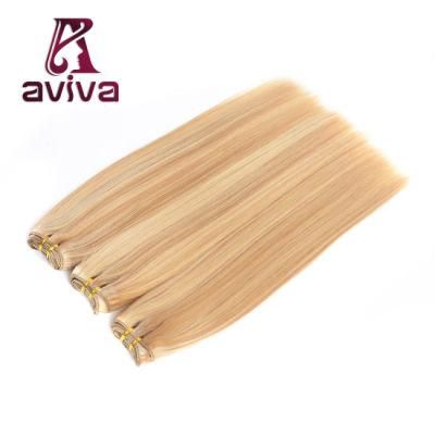 Aviva Hair Extension Piano Color 27/613# Blonde Color Remy Virgin Hair Extension 22inch Human Hair Weft