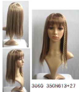 Brown Straight Wig with Curly Weafs (M-3060)