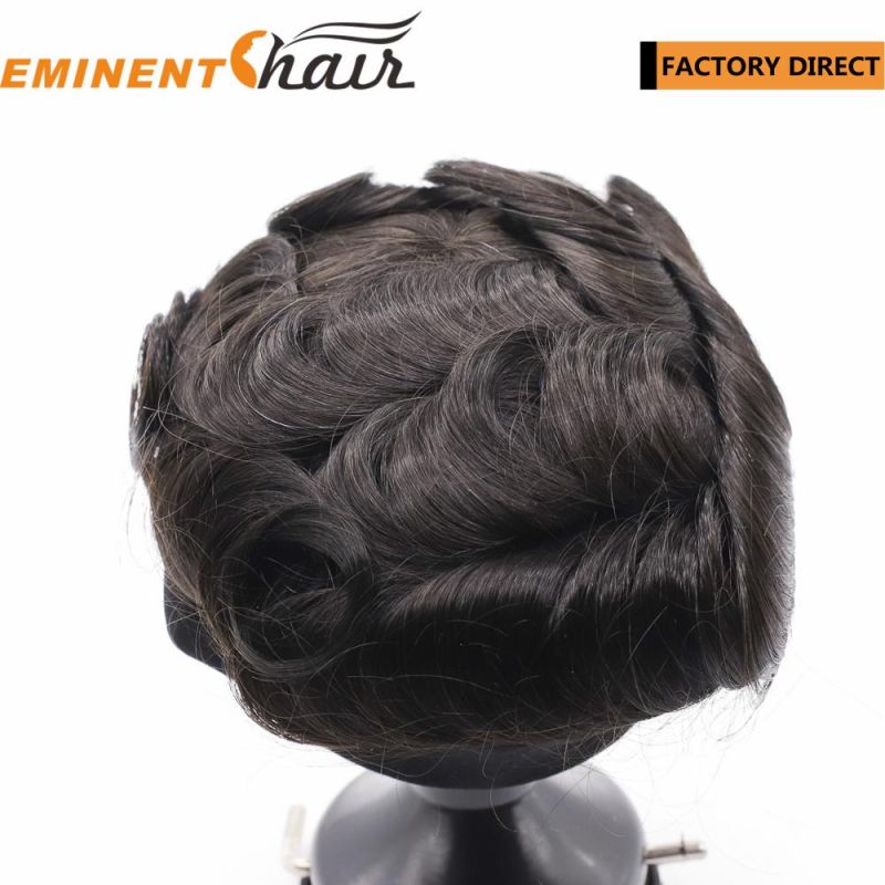 Custom Mono with PU Edge Indian Hair Men′ S Hair Replacement