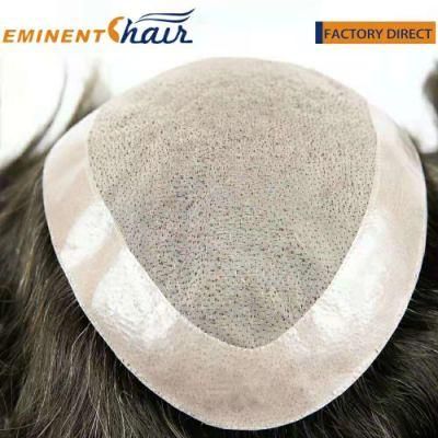 Human Hair Custom Made Fine Mono Men&prime;s Hair Piece