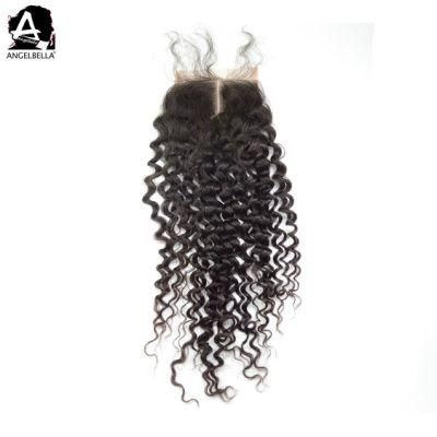 Angelbella Remy Virgin Human Hair Lace Closure with Baby Hair 4X4 Kinky Curly Brazilian Hair Closure Piece