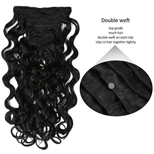 100% Human Hair Extension Clip in Hair Extensions Body Wave (AV-CH140-22-1B)